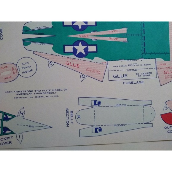 Airplane Toy Plane Jack Armstrong Tru-Flite Model Of American Thunderbolt 1944 - Picture 5 of 9